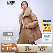 波司登冬季羽絨服女款短款翻領大毛領新國標90絨商場同款修身外套