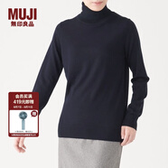 無(wú)印良品 MUJI 女式 天竺 高領(lǐng)毛衣 長(zhǎng)袖針織衫 海軍藍(lán) M