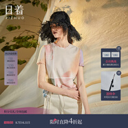 日著（rizhuo）原創(chuàng)設(shè)計(jì)女裝2024夏季新款別致印花上衣薄款寬松棉短袖t恤 幻印 L