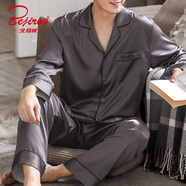 北極絨男士家居服套裝春秋季2025年新品薄款長(cháng)袖仿真絲綢冰絲睡衣男