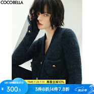 COCOBELLA質(zhì)感花紗細(xì)閃銀蔥粗針毛衣軟糯親膚針織外套MZ101-3 藍(lán)色 M
