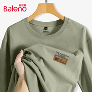 班尼路（Baleno）長(cháng)袖男秋季美式潮流重磅純棉運動(dòng)寬松簡(jiǎn)約復古休閑圓領(lǐng)打底衫t恤