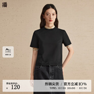 播圓領(lǐng)T恤2024春季新款休閑短款修身內(nèi)搭基礎(chǔ)短袖上衣DDR1YD5135 K40玄黑 玄黑 M