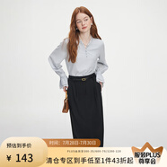 范思藍(lán)恩秋季簡(jiǎn)約通勤直筒半身裙女秋季2024新款通勤氣質(zhì)高腰裙子搭配腰帶 黑色 XS