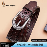 暇步士（Hush Puppies）皮帶女頭層牛皮女士皮帶時尚鏤空針扣腰帶女生日禮物送女朋友