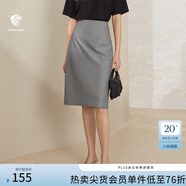 范思藍恩201028氣質(zhì)開(kāi)叉半身裙女夏季中長(cháng)款高腰a字裙職業(yè) 高級灰 S
