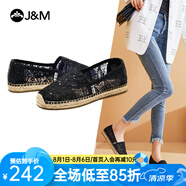 快樂瑪麗（J&M）單鞋女士漁夫鞋2025春夏季新款平底鏤空網(wǎng)面布鞋一腳蹬透氣女鞋 黑色（1961W） 36 230mm