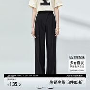 尚都比拉颯美利落氣質(zhì)通勤OL遮肉顯瘦寬松闊腿休閑褲長褲 黑色 XL 