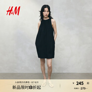 H&M女裝連衣裙2025夏季新款掛脖連衣裙無袖直筒通勤氣質(zhì)裙1290440 黑色 XS 155/80