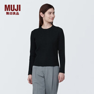 無(wú)印良品（MUJI）女式 使用大豆纖維羅紋編織圓領(lǐng)毛衣長(zhǎng)袖女款針織衫 BA1OFA4S 黑色 L(165/88A)