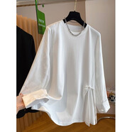 韓緹伊新中式國風(fēng)高級長(cháng)袖T恤女早秋2025新款大碼胖MM寬松慵懶遮肚上衣 白色上衣[今年流行漂亮爆款小眾 M 均碼