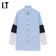 ENFOLD IT  日本女裝拼色長(cháng)袖襯衫新款時(shí)尚靚麗翻領(lǐng)上衣430371XP BLZ/藍色 38