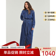 Lee女裝連衣裙長(zhǎng)袖襯衫式連衣裙牛仔長(zhǎng)裙子純棉2025春秋款收腰顯瘦裙 藍(lán)色 S (EU)