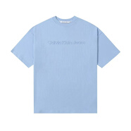 CALVIN KLEIN JEANS短袖t恤男2025春夏新款男女情侶中性休閑浮雕字母印花半袖體恤 CK05淺藍(lán)色 L 【合適155-170斤】