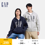 Gap男女裝印花字母logo抓絨連帽衛(wèi)衣休閑660128外套 灰色 170/92A(M) 亞洲尺碼