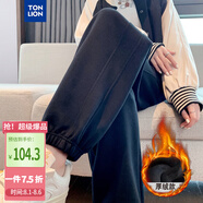 唐獅（TonLion）2024女束腳顯瘦休閑側(cè)拼衛(wèi)褲WP 加絨款/黑色 M 