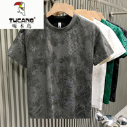 啄木鳥（TUCANO）2025歐貨夏季新款潮牌小熊印花短袖t恤男圓領半袖青年潮流體恤男 灰色 M 【建議85-100斤內】