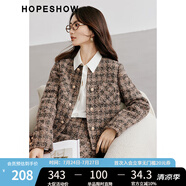 紅袖小香風(fēng)格子短外套冬季2024新款女裝氣質(zhì)減齡顯瘦正肩法式復(fù)古上衣 咖格918 L