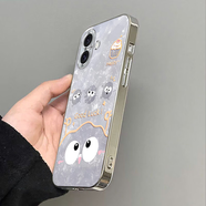 迅炫好運大眼萌銀蘋(píng)果16手機殼iPhone15ProMax新款13保護套14pm全包Pro外殼12硅膠plus防摔11男女xr軟p 電鍍銀框【好運大眼萌銀】+白色手繩 iPhone5S