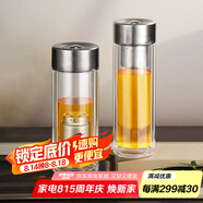 壹滴水（edish）玻璃杯純鈦磁彈茶水分離雙層高檔泡茶杯車載辦公禮物水杯400ml