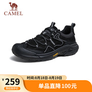 駱駝（CAMEL）踏山男士戶(hù)外登山復古皮面休閑低幫徒步鞋 G14A342696 夜黑色 42
