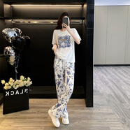塔馳密司 TOUCH MISS高端歐貨品牌設(shè)計款氣質(zhì)運(yùn)動套裝女穿搭休閑兩件套 白色套裝 S