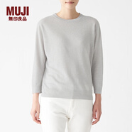 無印良品 MUJI 女式 法國(guó)亞麻 圓領(lǐng)針織衫 BAC71A0S 淺銀灰色 S