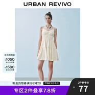 UR2025夏季新款女裝波嬉風(fēng)V領(lǐng)肌理感吊帶連衣裙UYY750019 裸杏色 XS
