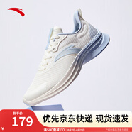 安踏一體織輕質(zhì)透氣跑步鞋女夏季軟底運(yùn)動(dòng)鞋舒適慢跑鞋女鞋 象牙白/氧氣藍(lán)5501-6 36.5 (女)