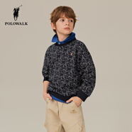 POLOWALK童裝男童衛衣2025新品時(shí)尚印花百搭休閑圓領(lǐng)套頭上衣A6SW532A0041 藏青印花 150