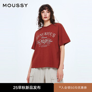moussy 2025夏季新品復(fù)古感字母印花寬松短袖T恤女028ISZ90-0561 080紅色 均碼