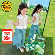 G.DUCKKIDS童裝女童夏裝套裝兒童衣服中小童甜美風(fēng)碎花上衣兩件套3女孩夏天 藍(lán)色【襯衣款】 120 尺碼5~6歲【110-120cm】cm