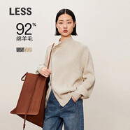 LESS2024秋新款綿羊毛長(zhǎng)袖中長(zhǎng)款開(kāi)襟毛衫2O9312070 115雜米白 M