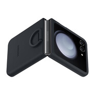 三星（SAMSUNG）zflip5原裝指環(huán)硅膠手機(jī)殼zflip5保護(hù)殼皮革環(huán)保生態(tài)皮簡易全包防摔男女款官方心系天下W24flip新 【深藍(lán)】無包裝盒 裸包 送手機(jī)膜 三星Galaxy Z Flip5