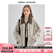 VEGA CHANG皮毛一體短外套女2025年秋冬新款寬松顯瘦高級(jí)感名媛風(fēng)毛絨大衣 常規(guī)版 S