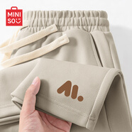 名創(chuàng)優(yōu)品（MINISO）短褲夏季男純棉運動港風(fēng)復(fù)古韓版休閑褲潮流褲子秋季男士直筒長褲 【純棉短褲】卡其(m咖色質(zhì)感褲前左下標(biāo)) XL /180(100%純棉運動短褲)