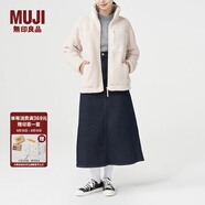 無印良品 MUJI 男女通用 羊羔絨 拉鏈夾克 毛絨加絨厚外套 秋冬季 淺米色 XXS-XS