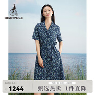 beanpole【度假連衣裙】濱波  春夏女士全棉優(yōu)雅藏青色碎花連衣裙 藏青色 M 165/88A