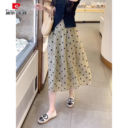 皮爾卡丹歐根紗半身裙女中長款2025夏季新款松緊高腰寬松蓬蓬裙網(wǎng)紗大擺裙 波點 S 【建議80-100斤】