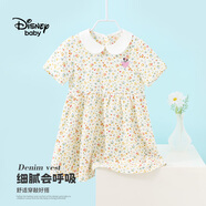 Disney baby迪士尼女童連衣裙兒童裙子中小童裝可愛(ài)娃娃領(lǐng)公主裙夏 碎花 130