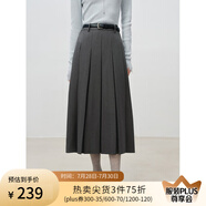自巧小個子高腰顯瘦A字壓褶半身裙女2024冬裝新款梨型身材百褶裙 水貂灰 S （3碼）