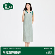 松山棉店二合一薄荷條紋女士帶杯背心裙無袖長款顯瘦睡裙休閑寬松綠條紋L