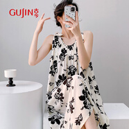 古今（GUJIN）夏季上新【涼感】棉綢睡裙女沙灘裙可外穿時尚高級連衣裙輕薄睡衣