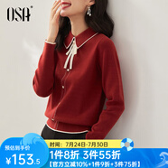 歐莎（OSA）千金小香風(fēng)減齡內(nèi)搭娃娃領(lǐng)針織衫2025秋新款打底衫毛衣女上衣氣質(zhì) 紅色 M