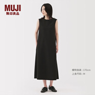 無(wú)印良品（MUJI）女式易干彈力泡泡紗無(wú)袖連衣裙女裝裙子長(zhǎng)裙25年夏季連身裙 黑色 M （160/84A）