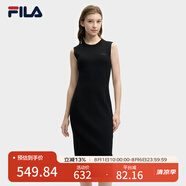 FILA 斐樂官方女裝連衣裙2025年夏季新品修身顯瘦無袖背心裙打底裙子 正黑色-BK M 165/84A/M