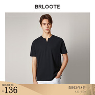 巴魯特（Brloote）短袖T恤男新疆長絨棉舒適小V領(lǐng)簡約黑白t恤衫夏季 黑色 165/88A