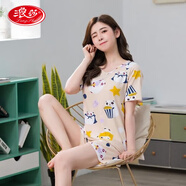浪莎睡衣女夏季薄款短袖兩件套寬松可外穿學(xué)生居家服520情人節禮物 2300_[爆米花] M _70-90斤