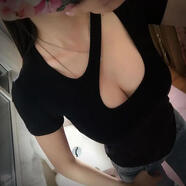 帛雷斯諾低胸上衣性感大碼胖mm300斤V領(lǐng)修身短袖t恤女夏辣妹韓版鏤空半袖2 黑色[大量現貨](méi) 3XL200-250 均碼