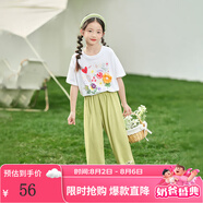 茵曼兒童女童防蚊褲涼感休閑長(cháng)褲2025夏季洋氣束腳褲子薄款中大童潮 綠色-F3832174A 140